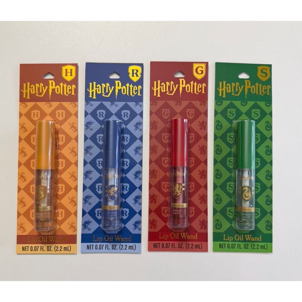 Harry Potter Lip Oil Wands Set of 4 Hogwarts Houses NEW